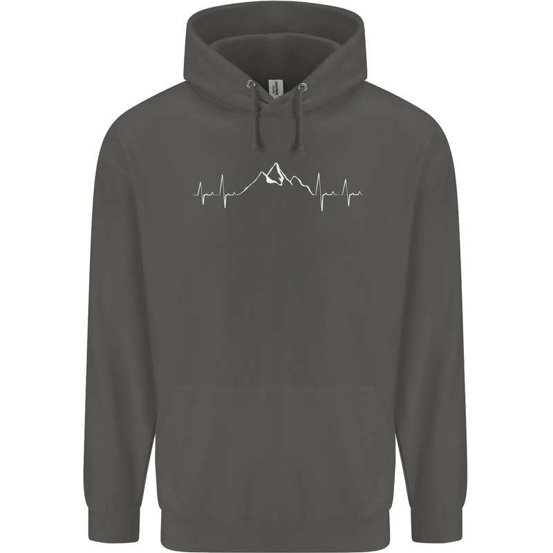 Mountain ECG Trekking Hiking Climbing Pulse Childrens Kids Hoodie Storm Grey