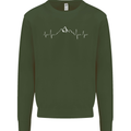 Mountain ECG Trekking Hiking Climbing Pulse Kids Sweatshirt Jumper Forest Green