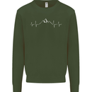 Mountain ECG Trekking Hiking Climbing Pulse Kids Sweatshirt Jumper Forest Green