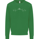 Mountain ECG Trekking Hiking Climbing Pulse Kids Sweatshirt Jumper Irish Green