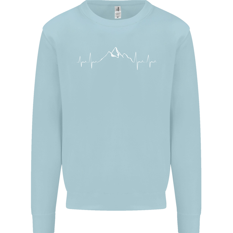 Mountain ECG Trekking Hiking Climbing Pulse Kids Sweatshirt Jumper Light Blue