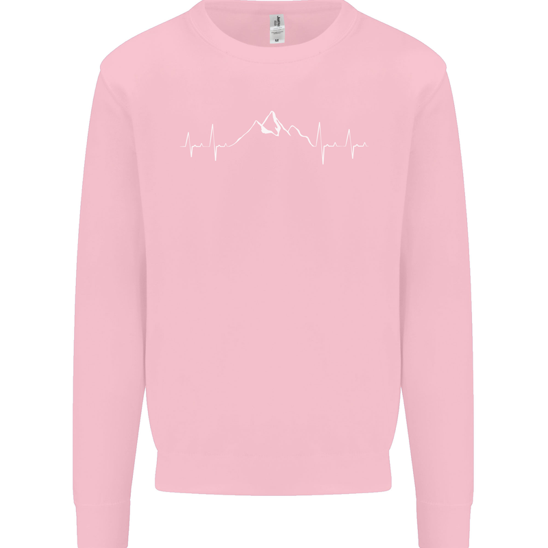Mountain ECG Trekking Hiking Climbing Pulse Kids Sweatshirt Jumper Light Pink