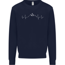 Mountain ECG Trekking Hiking Climbing Pulse Kids Sweatshirt Jumper Navy Blue