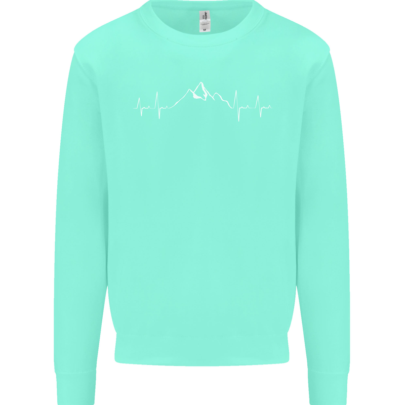Mountain ECG Trekking Hiking Climbing Pulse Kids Sweatshirt Jumper Peppermint