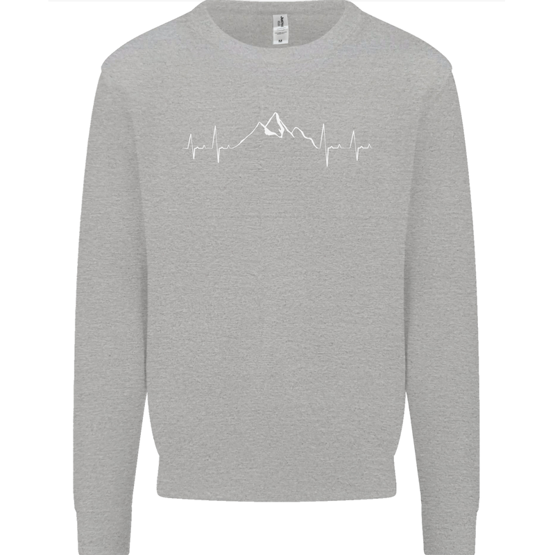 Mountain ECG Trekking Hiking Climbing Pulse Kids Sweatshirt Jumper Sports Grey