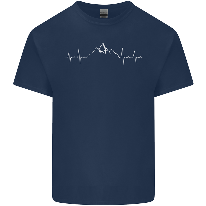 Mountain ECG Trekking Hiking Climbing Pulse Kids T-Shirt Childrens Navy Blue