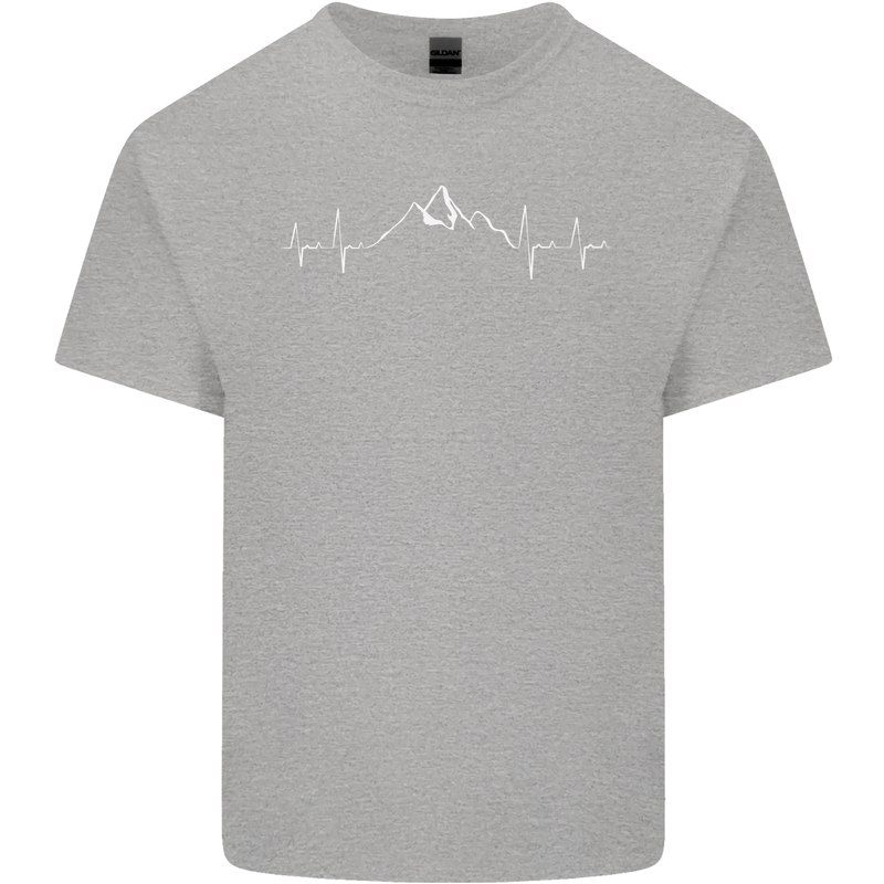 Mountain ECG Trekking Hiking Climbing Pulse Kids T-Shirt Childrens Sports Grey