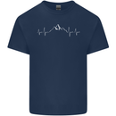 Mountain ECG Trekking Hiking Climbing Pulse Mens Cotton T-Shirt Tee Top Navy Blue