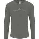 Mountain ECG Trekking Hiking Climbing Pulse Mens Long Sleeve T-Shirt Charcoal