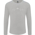 Mountain ECG Trekking Hiking Climbing Pulse Mens Long Sleeve T-Shirt Sports Grey
