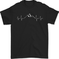 Mountain ECG Trekking Hiking Climbing Pulse Mens T-Shirt 100% Cotton Black