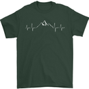Mountain ECG Trekking Hiking Climbing Pulse Mens T-Shirt 100% Cotton Forest Green