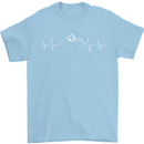 Mountain ECG Trekking Hiking Climbing Pulse Mens T-Shirt 100% Cotton Light Blue