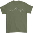Mountain ECG Trekking Hiking Climbing Pulse Mens T-Shirt 100% Cotton Military Green