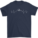 Mountain ECG Trekking Hiking Climbing Pulse Mens T-Shirt 100% Cotton Navy Blue