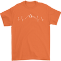 Mountain ECG Trekking Hiking Climbing Pulse Mens T-Shirt 100% Cotton Orange