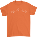 Mountain ECG Trekking Hiking Climbing Pulse Mens T-Shirt 100% Cotton Orange