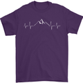 Mountain ECG Trekking Hiking Climbing Pulse Mens T-Shirt 100% Cotton Purple