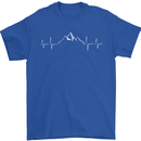 Mountain ECG Trekking Hiking Climbing Pulse Mens T-Shirt 100% Cotton Royal Blue