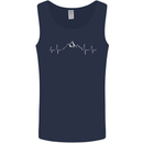 Mountain ECG Trekking Hiking Climbing Pulse Mens Vest Tank Top Navy Blue