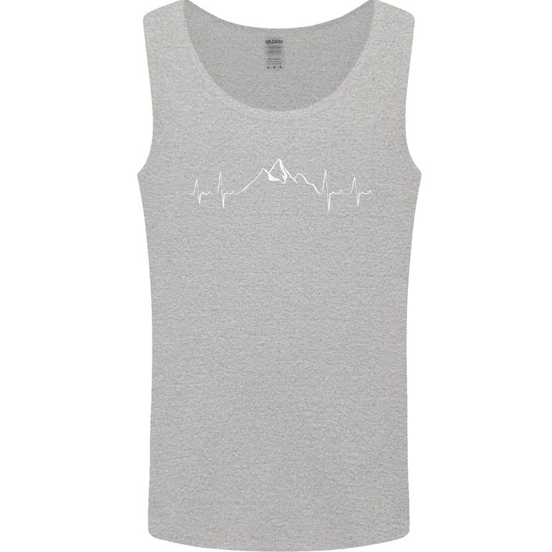 Mountain ECG Trekking Hiking Climbing Pulse Mens Vest Tank Top Sports Grey