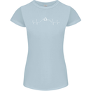 Mountain ECG Trekking Hiking Climbing Pulse Womens Petite Cut T-Shirt Light Blue