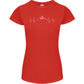 Mountain ECG Trekking Hiking Climbing Pulse Womens Petite Cut T-Shirt Red