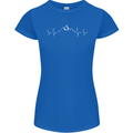 Mountain ECG Trekking Hiking Climbing Pulse Womens Petite Cut T-Shirt Royal Blue