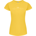 Mountain ECG Trekking Hiking Climbing Pulse Womens Petite Cut T-Shirt Yellow