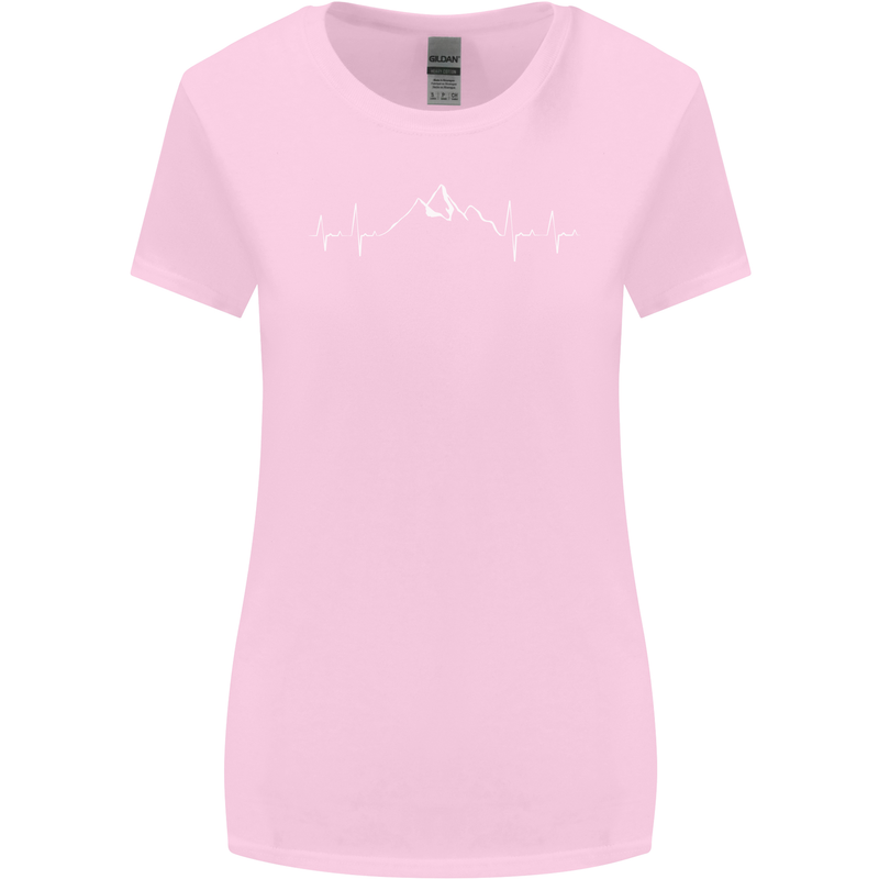 Mountain ECG Trekking Hiking Climbing Pulse Womens Wider Cut T-Shirt Light Pink