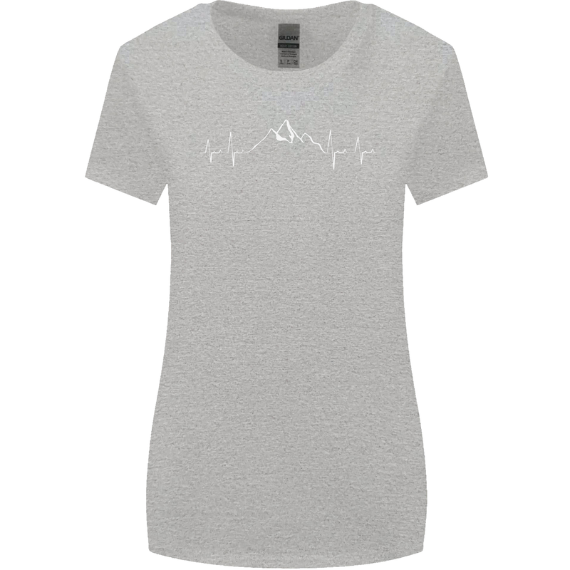 Mountain ECG Trekking Hiking Climbing Pulse Womens Wider Cut T-Shirt Sports Grey