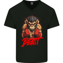 Muay Thai Beast MMA Martial Arts Boxing Mens V-Neck Cotton T-Shirt Black