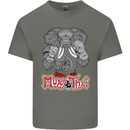 Muay Thai Elephant Contact Martial Arts MMA Mens Cotton T-Shirt Tee Top Charcoal
