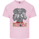 Muay Thai Elephant Contact Martial Arts MMA Mens Cotton T-Shirt Tee Top Light Pink