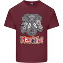 Muay Thai Elephant Contact Martial Arts MMA Mens Cotton T-Shirt Tee Top Maroon