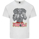 Muay Thai Elephant Contact Martial Arts MMA Mens Cotton T-Shirt Tee Top White