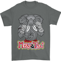 Muay Thai Elephant Contact Martial Arts MMA Mens T-Shirt 100% Cotton Charcoal