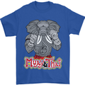 Muay Thai Elephant Contact Martial Arts MMA Mens T-Shirt 100% Cotton Royal Blue