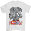 Muay Thai Elephant Contact Martial Arts MMA Mens T-Shirt 100% Cotton White