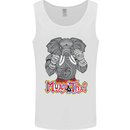 Muay Thai Elephant Contact Martial Arts MMA Mens Vest Tank Top White