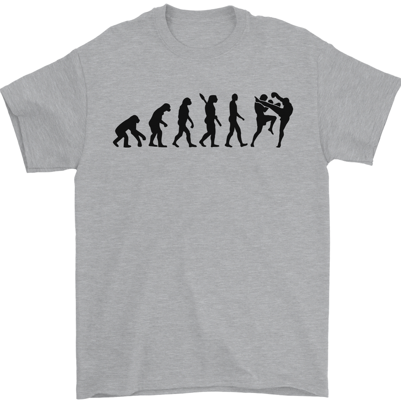 Muay Thai Evolution Contact Martial Arts MMA Mens T-Shirt 100% Cotton Sports Grey