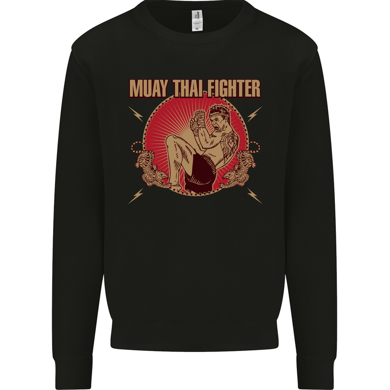 Muay Thai Fighter Contact MMA Martial Arts Mens Sweatshirt Jumper Black
