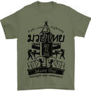 Muay Thai Full Contact Martial Arts MMA Mens T-Shirt 100% Cotton Military Green