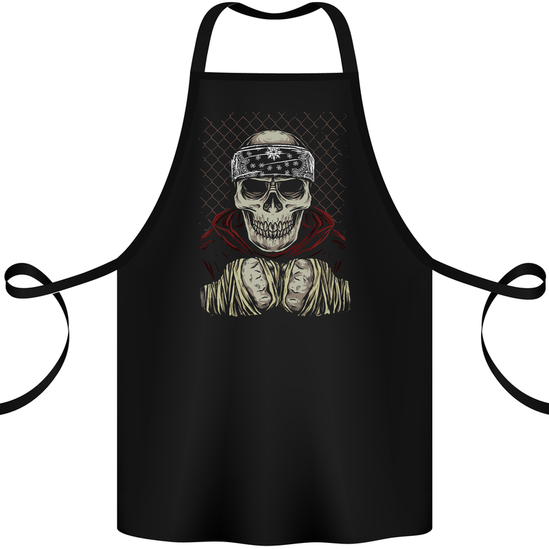 Muay Thai Kickboxing Skull Fighter MMA Boxing Cotton Apron 100% Organic Black