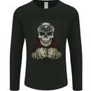 Muay Thai Kickboxing Skull Fighter MMA Boxing Mens Long Sleeve T-Shirt Black
