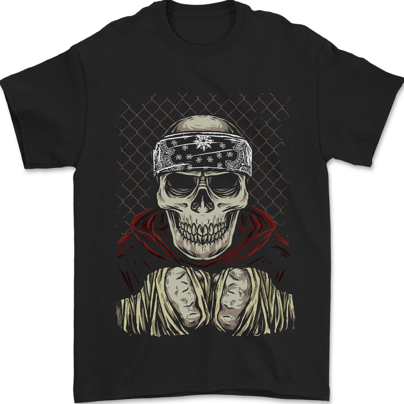 Muay Thai Kickboxing Skull Fighter MMA Boxing Mens T-Shirt 100% Cotton Black