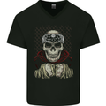 Muay Thai Kickboxing Skull Fighter MMA Boxing Mens V-Neck Cotton T-Shirt Black