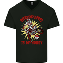 Mudding Hobby Motocross Dirt Bike MotoX Mens V-Neck Cotton T-Shirt Black