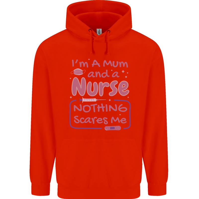 Mum and a Nurse Funny Mothers Day Gift Childrens Kids Hoodie Bright Red