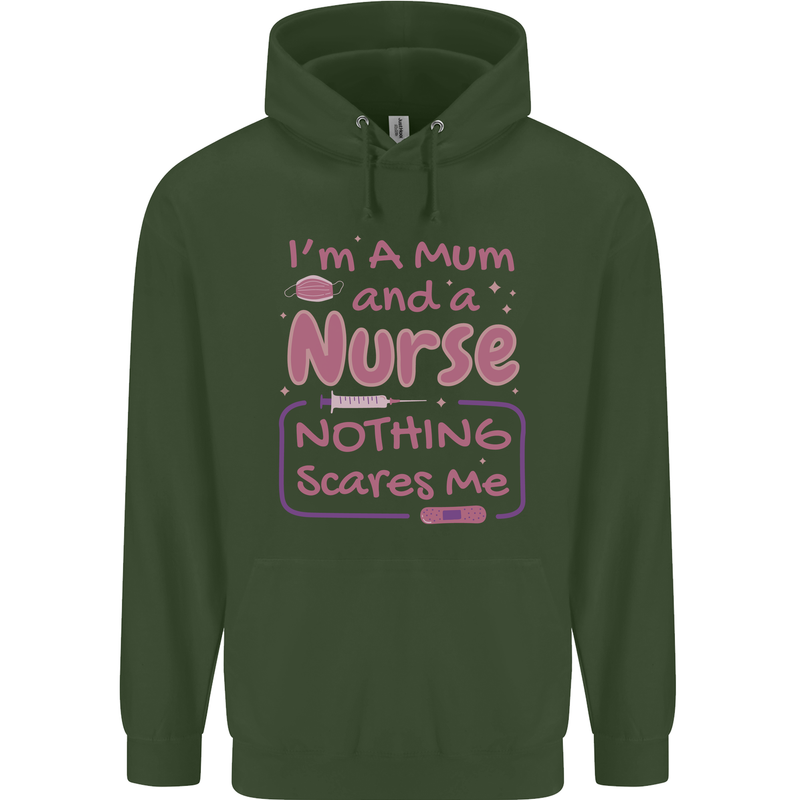 Mum and a Nurse Funny Mothers Day Gift Childrens Kids Hoodie Forest Green